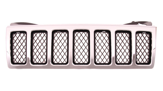Grille Matte-Black W/Chrome Frame Mesh Type Overland Model - Jeep Grand Cherokee 2008-2009
