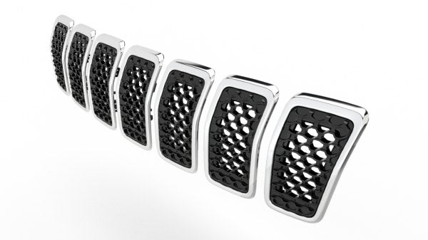 Grille Fr Chrome Frame W/Black Insert 7-Pc Set - Jeep Cherokee 2019-2023