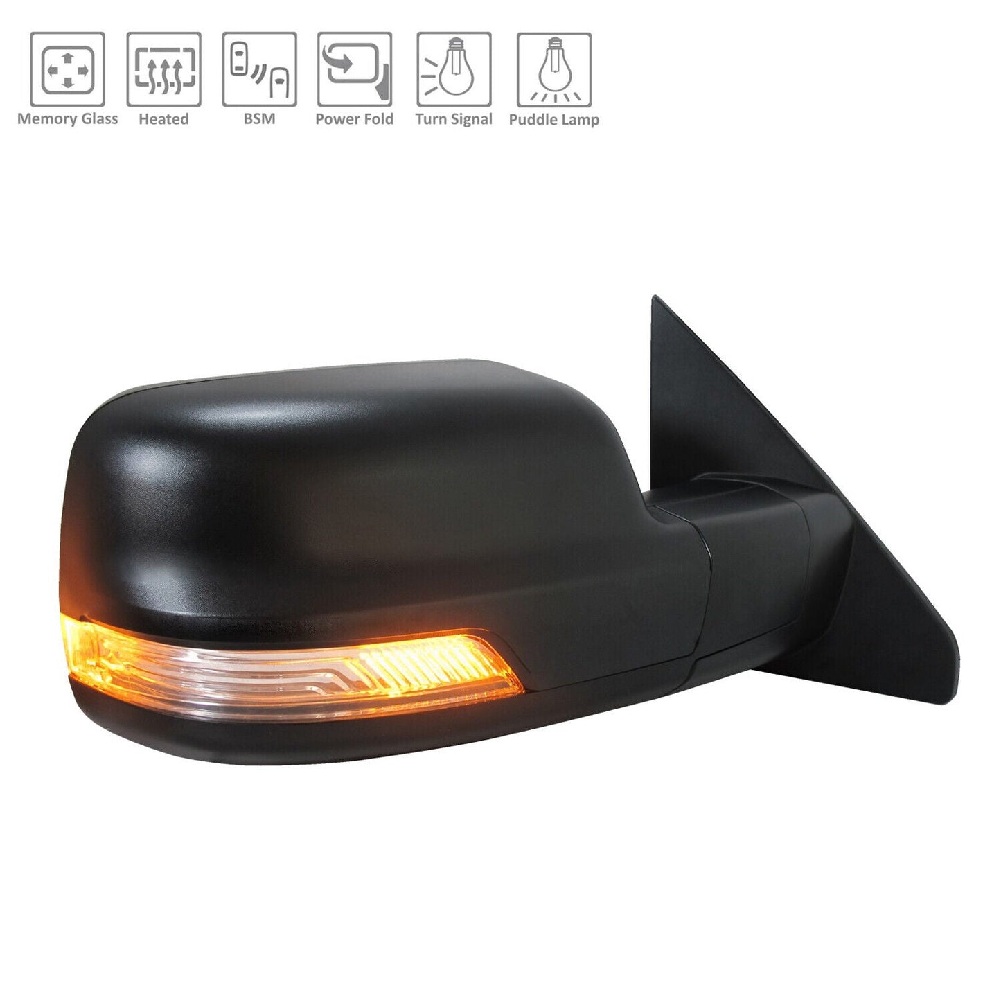 Door Mirror Rh Power Htd Textured W/Blind Spot/Power Fold/Memory/Puddle Lamp/Signal - Ram Pickup-Ram-1500 2019-2022