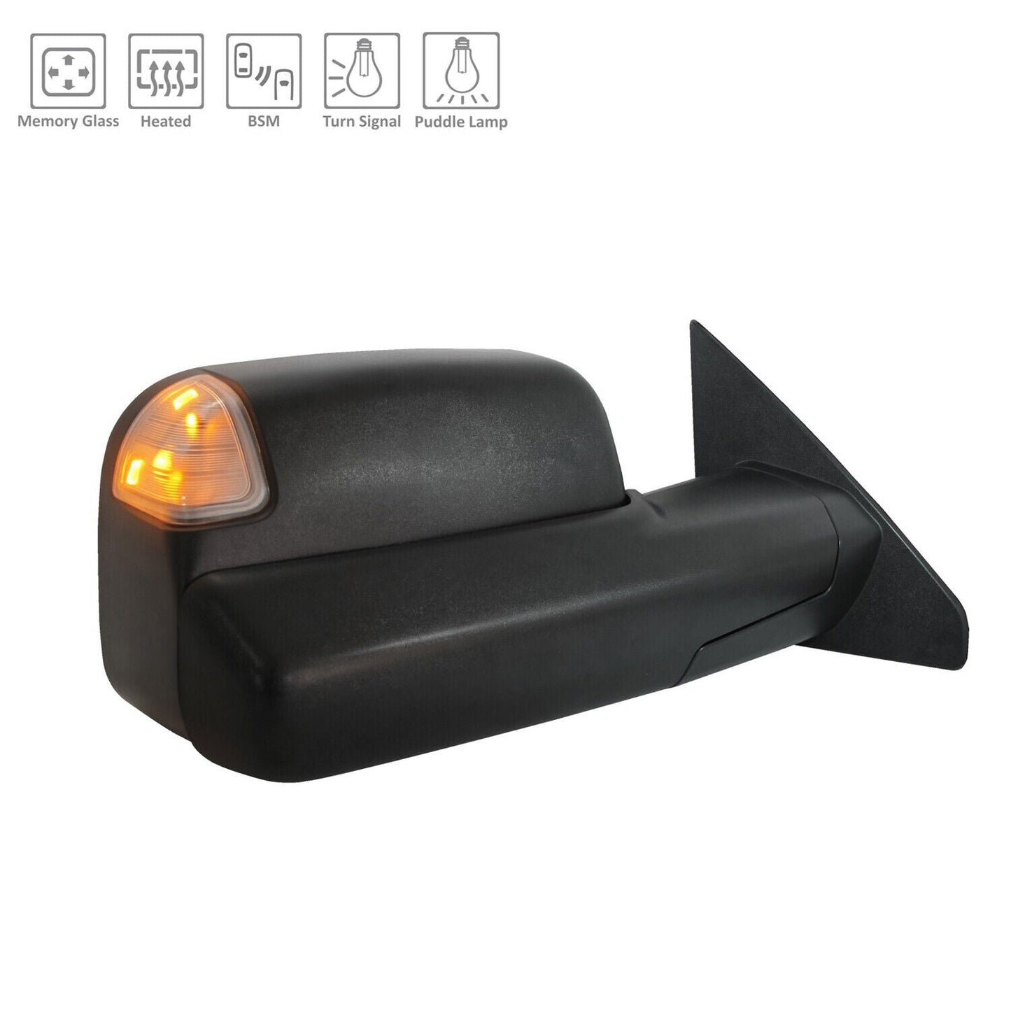 Door Mirror Rh Power Htd Textured W/Blind Spot/Memory/Puddle Lamp/Signal - Ram Pickup-Ram-1500 2020-2024