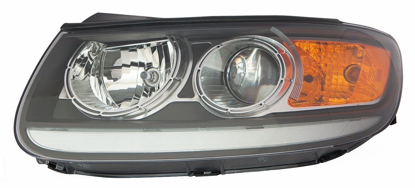 Head Lamp Lh Halogen W/Clear Lower Reflector Black Bezel Hq - Hyundai Santa Fe 2012