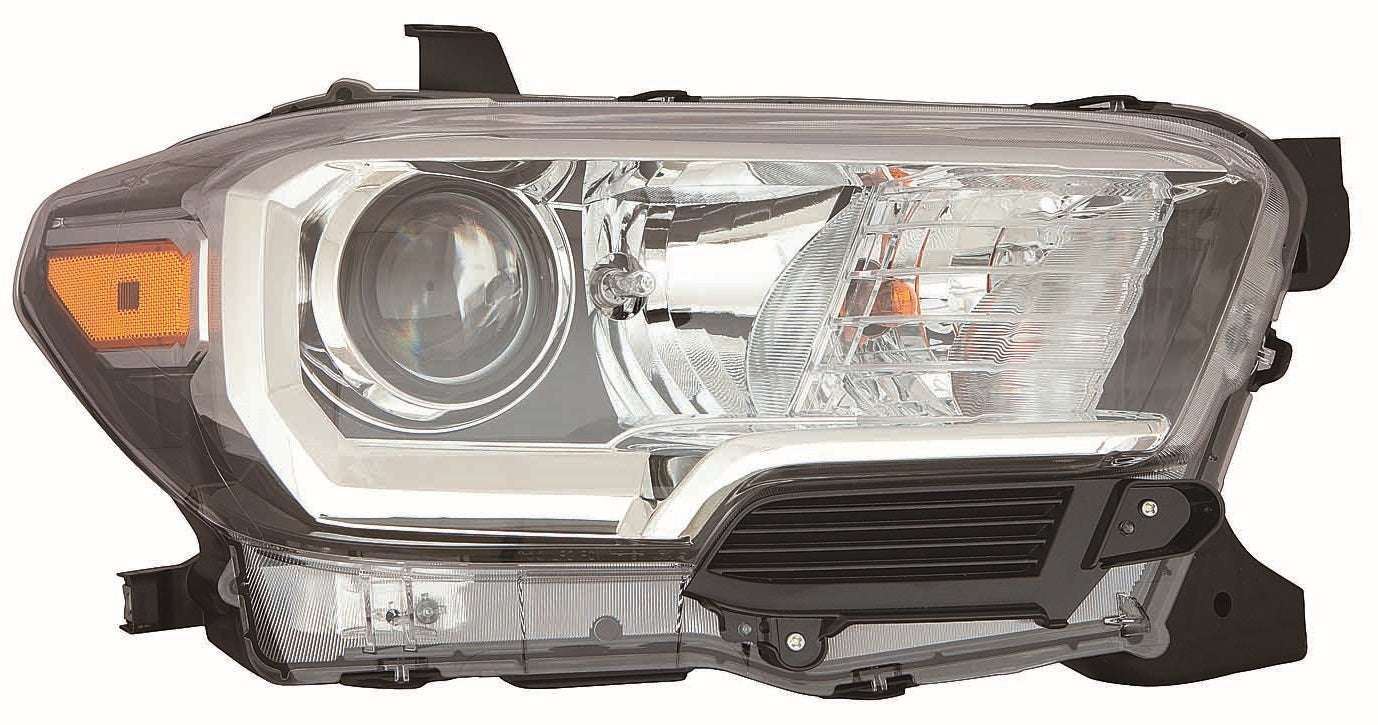 Head Lamp Rh Halogen Black/Chrome Bezel W/O Led Drl Hq - Toyota Tacoma Pickup 4Wd 2016-2019 | Toyota Tacoma Pickup 2Wd 2016-2019