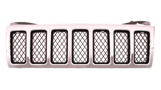 Grille Matte-Black W/Chrome Frame Mesh Type Overland Model - Jeep Grand Cherokee 2008-2009