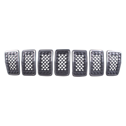 Grille Fr Black Sparkle Frame W/Matte Black Mesh 7-Pc Set - Jeep Cherokee 2019-2023