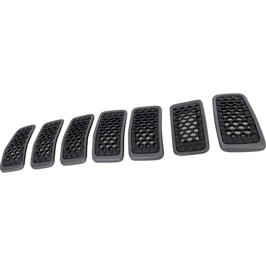 Grille Fr Silver Granite Sparkle Frame W/Matt Black Mesh 7-Piece - Jeep Cherokee 2019-2023