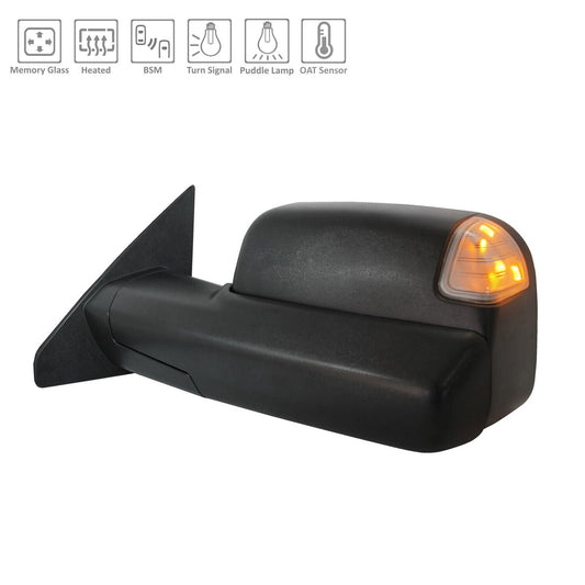 Door Mirror Lh Power Htd Textured W/Blind Spot/Memory/Puddle Lamp/Signal/Sensor - Ram Pickup-Ram-1500 2019-2024