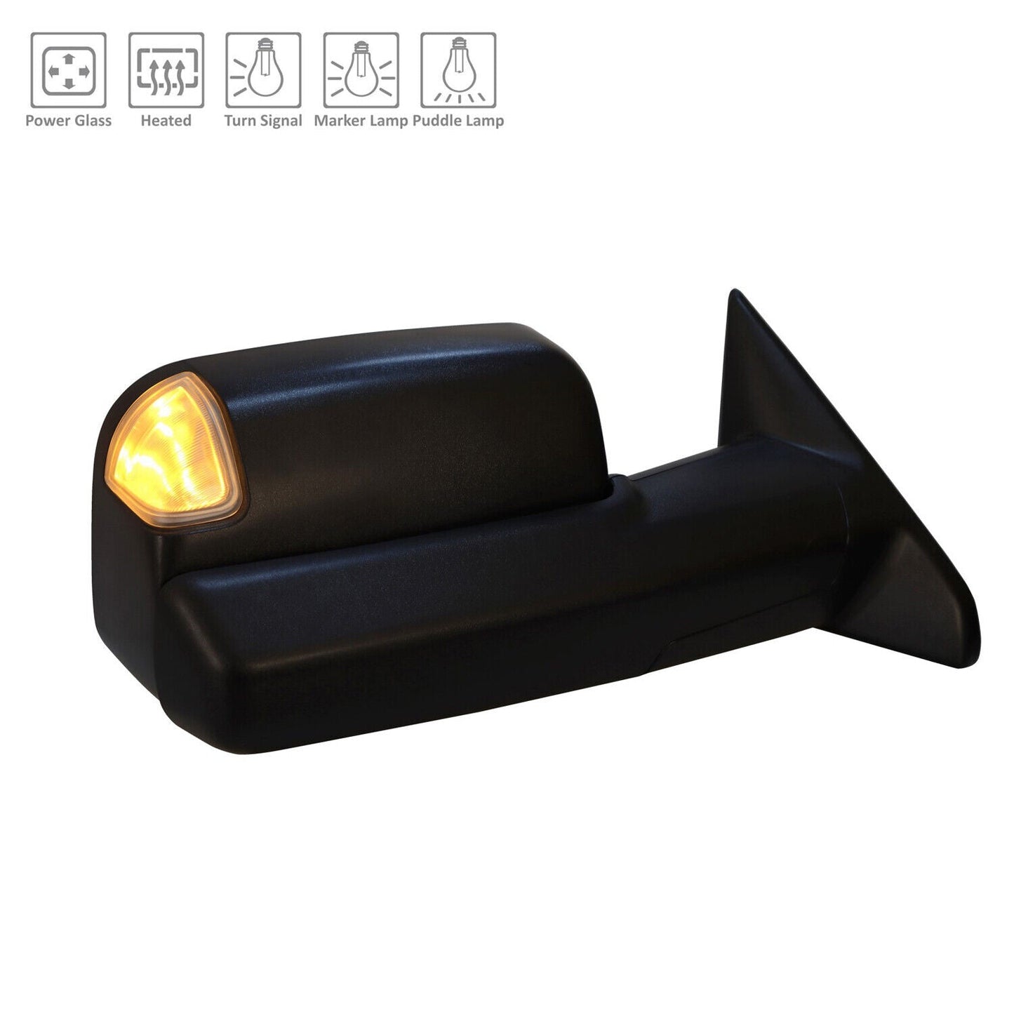 Door Mirror Rh Power Htd Textured W/Marker Lamp/Puddle Lamp/Signal/Spotter - Ram Pickup-Ram-5500 2019-2022 | Ram Pickup-Ram-3500 2019-2022 | Ram Pickup-Ram-4500 2019-2022