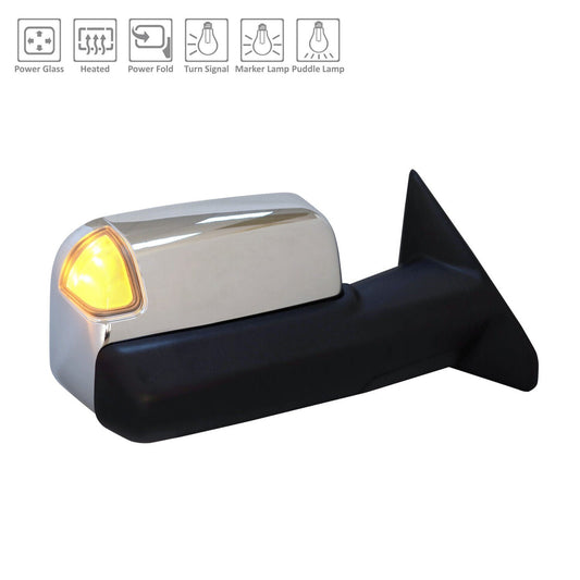 Door Mirror Rh Power Chrome Htd W/Power Fold/Marker Lamp/Puddle/Signal/Spotter Glass - Ram Pickup-Ram-3500 2019-2022 | Ram Pickup-Ram-2500 2019-2022