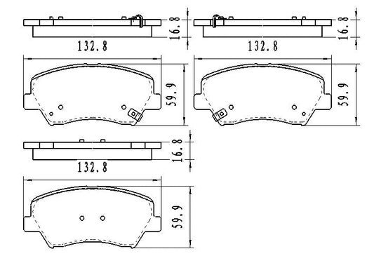 Brake Pads Set Fr Ceramic - Hyundai Elantra Sedan 2011-2012 | Hyundai Elantra Coupe 2013 | Hyundai Elantra Gt 2013-2016