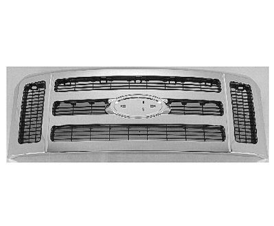 Grille Matte-Dk Gray W/Chrome Frame Xlt/Lariat Model - Ford Pickup Ford Superduty 2008-2010 | Ford Pickup F450 Superduty 2008-2010