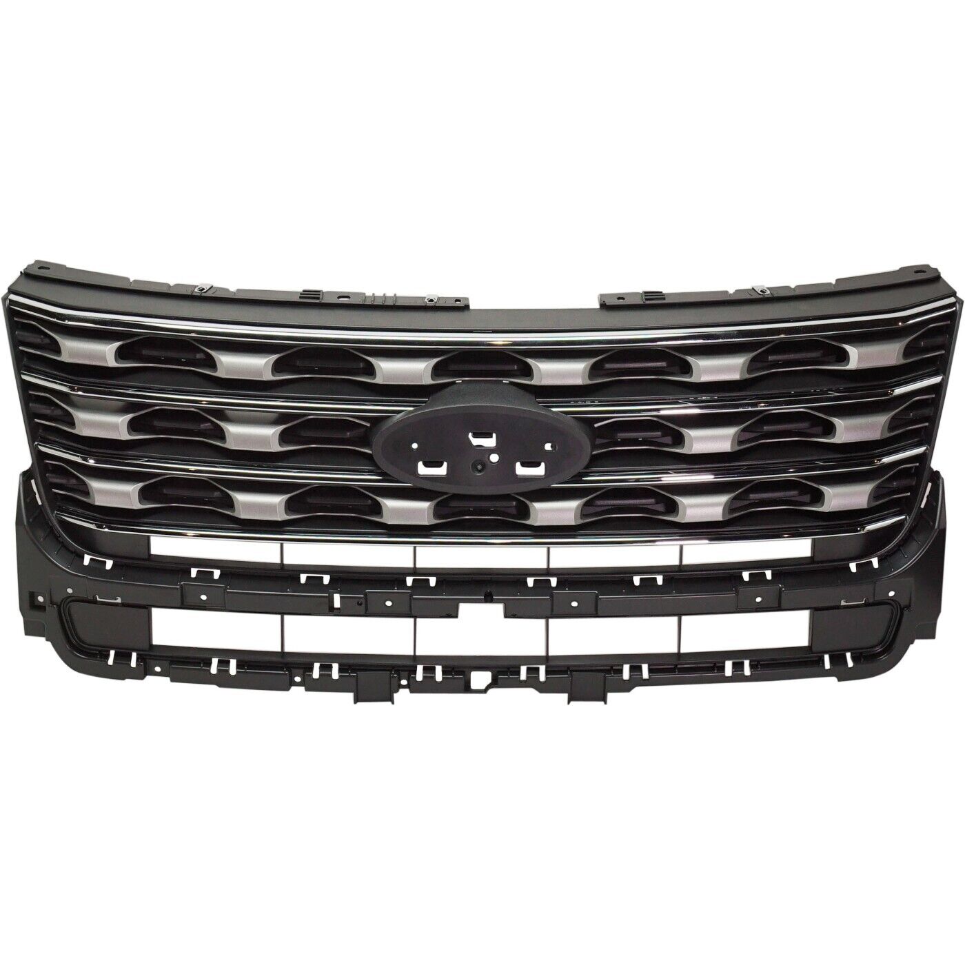 Grille Foundry Gray W/Chrome Base/Ltd/Xlt Model - Ford Explorer Limited 2016-2019 | Ford Explorer 2016-2019 | Ford Explorer Police Interceptor 2016-2019