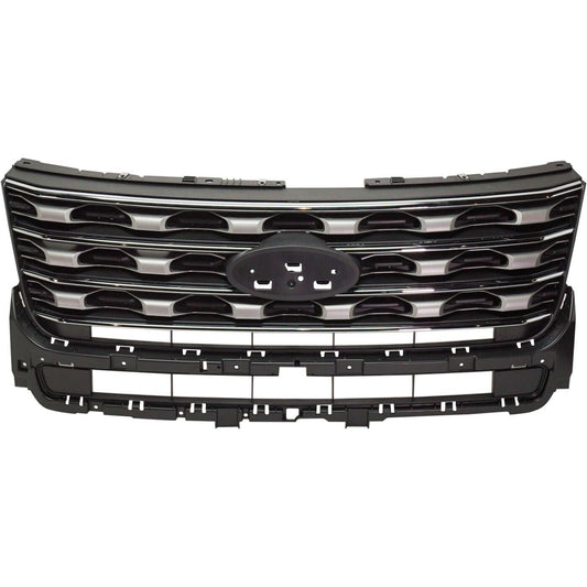 Grille Foundry Gray W/Chrome Base/Ltd/Xlt Model - Ford Explorer Limited 2016-2019 | Ford Explorer 2016-2019 | Ford Explorer Police Interceptor 2016-2019