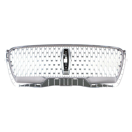 Grille Fr Satin Mesh Elongated Vertical Pattern W/Chrome Outer Molding W/O Camera - Lincoln Aviator 2020-2024