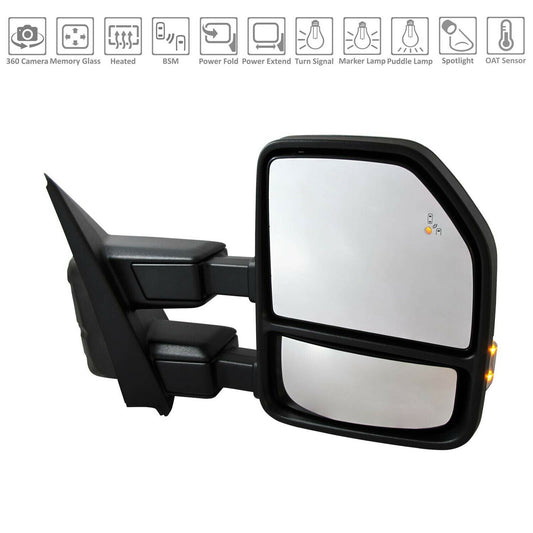 Door Mirror Rh Power Dual Htd W/Memory/Signal/Side Marker/Blind Spot/Camera/Power Fold Extend Tow Type - Ford Pickup F150 Raptor 2018-2020 | Ford Pickup F150 Police Responder 2018-2020 | Ford Pickup F150 2018-2020