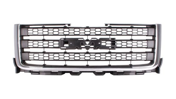 Grille Matte-Dk Gray W/Chrome Mldg 2500/3500 - Gmc Pickup Gmc Sierra 2500-3500 2011-2014 | Chevrolet Pickup Chevy Silverado 25-3500 2011-2014