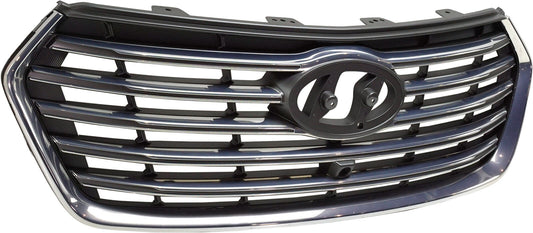 Grille Black W/Silver Surround W/5Chrome Bars W/Camera Exclude Sport Model - Hyundai Santa Fe Xl 2019 | Hyundai Santa Fe Xl (Canada) 2017-2018 | Hyundai Santa Fe (6-7 Seater) 2017-2018