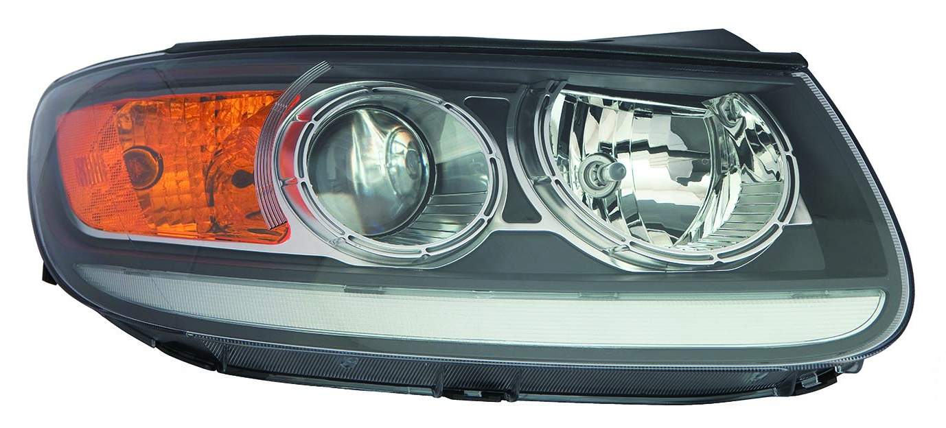 Head Lamp Rh Halogen W/Clear Lower Reflector Black Bezel Hq - Hyundai Santa Fe 2012