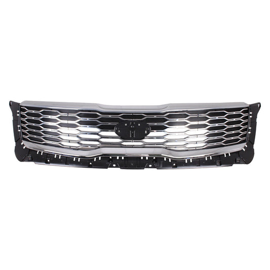 Grille Fr Silver W/Satin Chrome Outer Molding W/O Camera - Kia Telluride 2020-2021