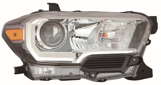 Head Lamp Rh Halogen Black/Chrome Bezel W/O Led Drl Hq - Toyota Tacoma Pickup 4Wd 2016-2019 | Toyota Tacoma Pickup 2Wd 2016-2019
